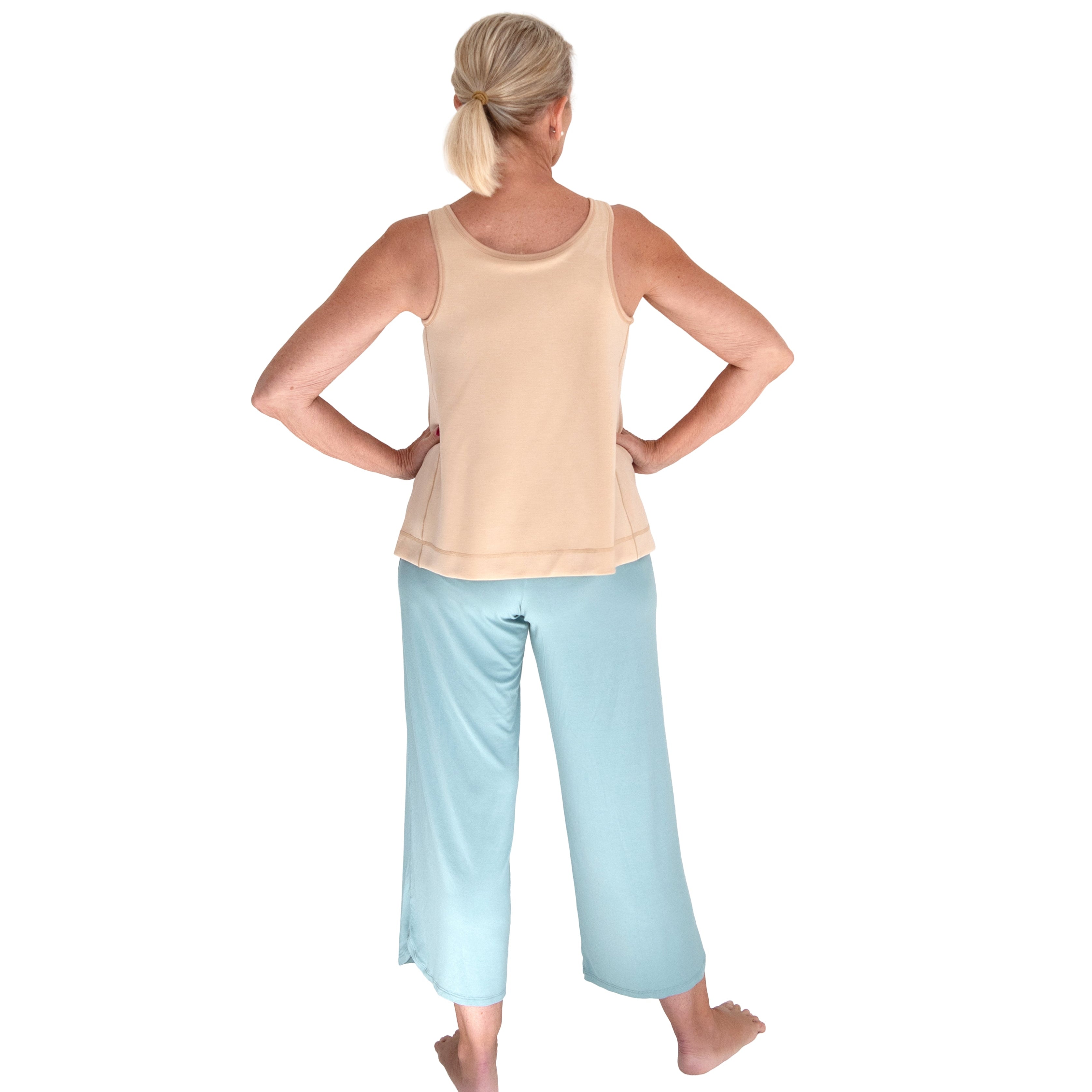 Camel Zip Front Mastectomy Tank from the backside