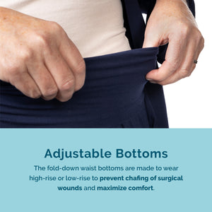 Load image into Gallery viewer, Mastectomy Pajamas High-Rise or Low-Rise Waist Band in Navy

