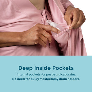 Load image into Gallery viewer, Deep inside pockets internal pockets for post surgical drains. no need for bulky mastectomy drain holders

