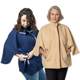 Cape blue and camel showing button