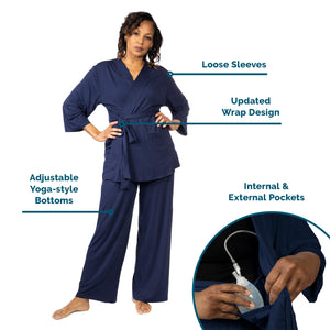 KickIt Home Recovery Pajamas in Navy Blue