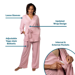 KickIt Home Recovery Pajamas in Rose Pink