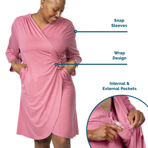 Load image into Gallery viewer, Hospital Gown with Snap Sleeves in Dusty Rose
