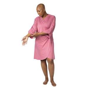 Load image into Gallery viewer, Hospital Gown with Snap Sleeves in Dusty Rose
