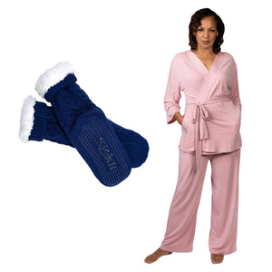Load image into Gallery viewer, Pajamas and Gripper Socks Bundle - Rose Pink
