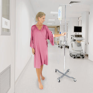 Load image into Gallery viewer, Hospital Gown while at hospital attached to IV so snap sleeves in use
