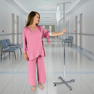 KickIt Hospital Pajamas with Snap Sleeves in Dusty Rose