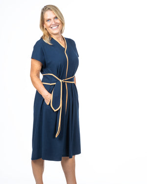 Load image into Gallery viewer, Kristin Sash Dress in Navy
