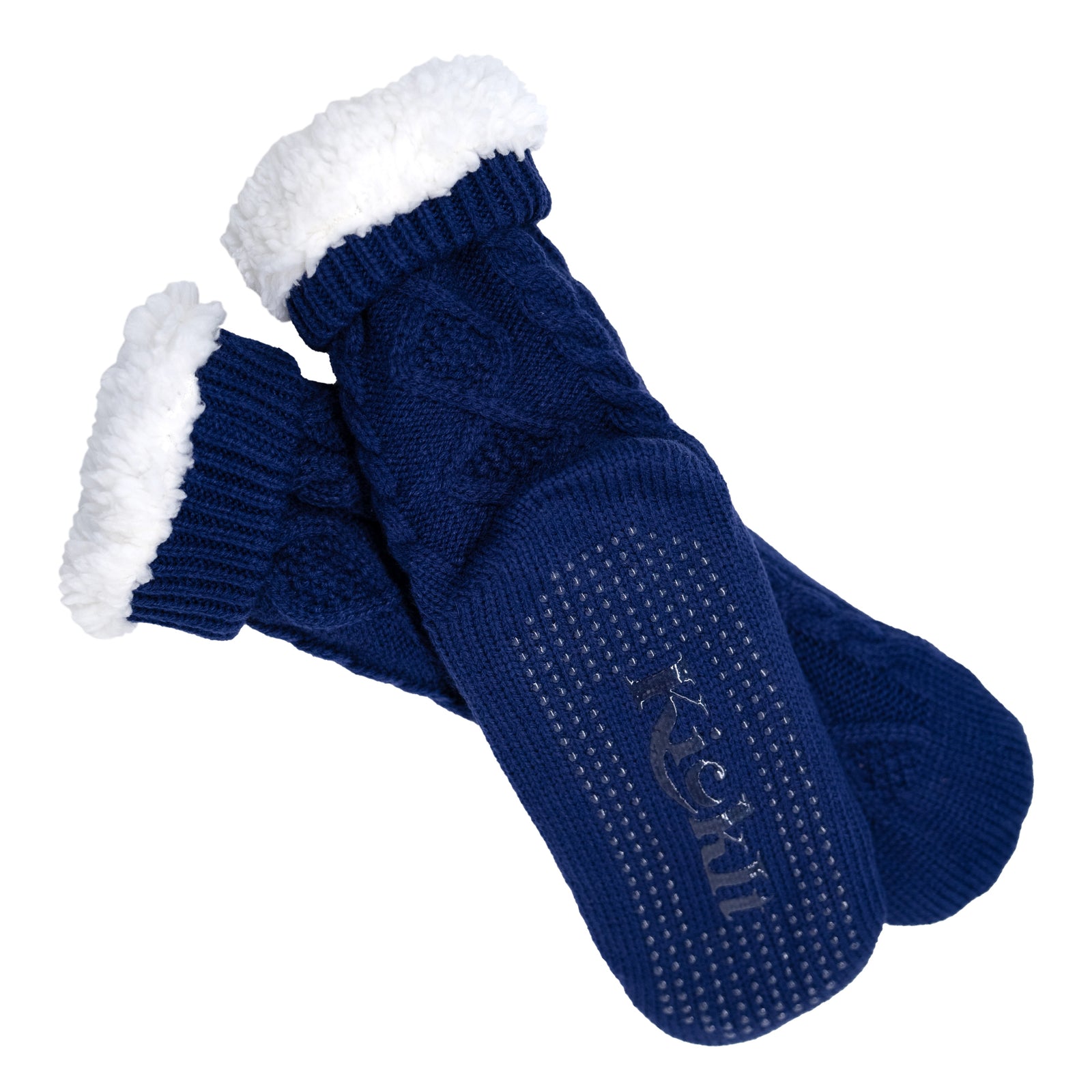 Navy Gripper Socks with Fleece Lining