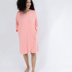 FINAL SALE KickIt Hospital Gowns with Snaps Sleeves in Courage Pink