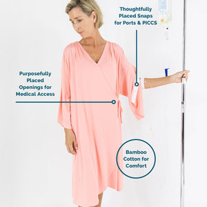 FINAL SALE KickIt Hospital Gown with Snap Sleeves in Courage Pink